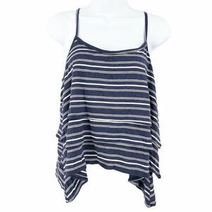 Project Social T Tank Top Womens Size S Blue Striped Drape Cami Retro Y2K